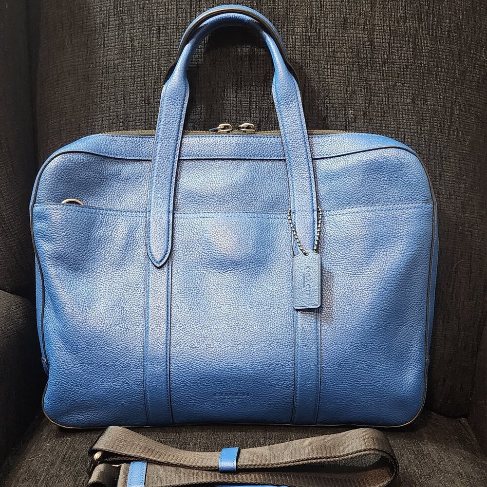 Coach Metropolitan Soft Brief Royal Blue Leather Laptop Crossbody Bag